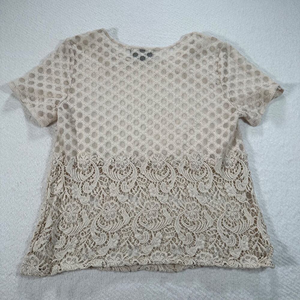 Sunday In Brooklyn Blouse Women Large Ivory Crochet Lace Sheer Top Anthropologie - Picture 5 of 7